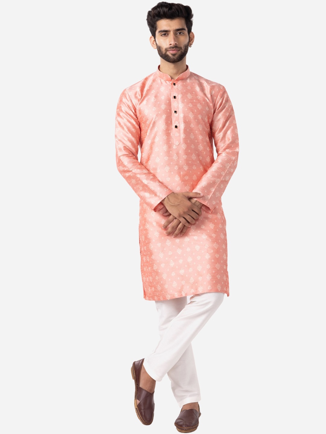 THE KURTA COMPANY Ethnic Motifs Printed Mandarin Collar Pastel Silk Straight Kurta, Pink
THE KURTA COMPANY Ethnic Motifs Printed Mandarin Collar Pastel Silk Straight Kurta, Pink