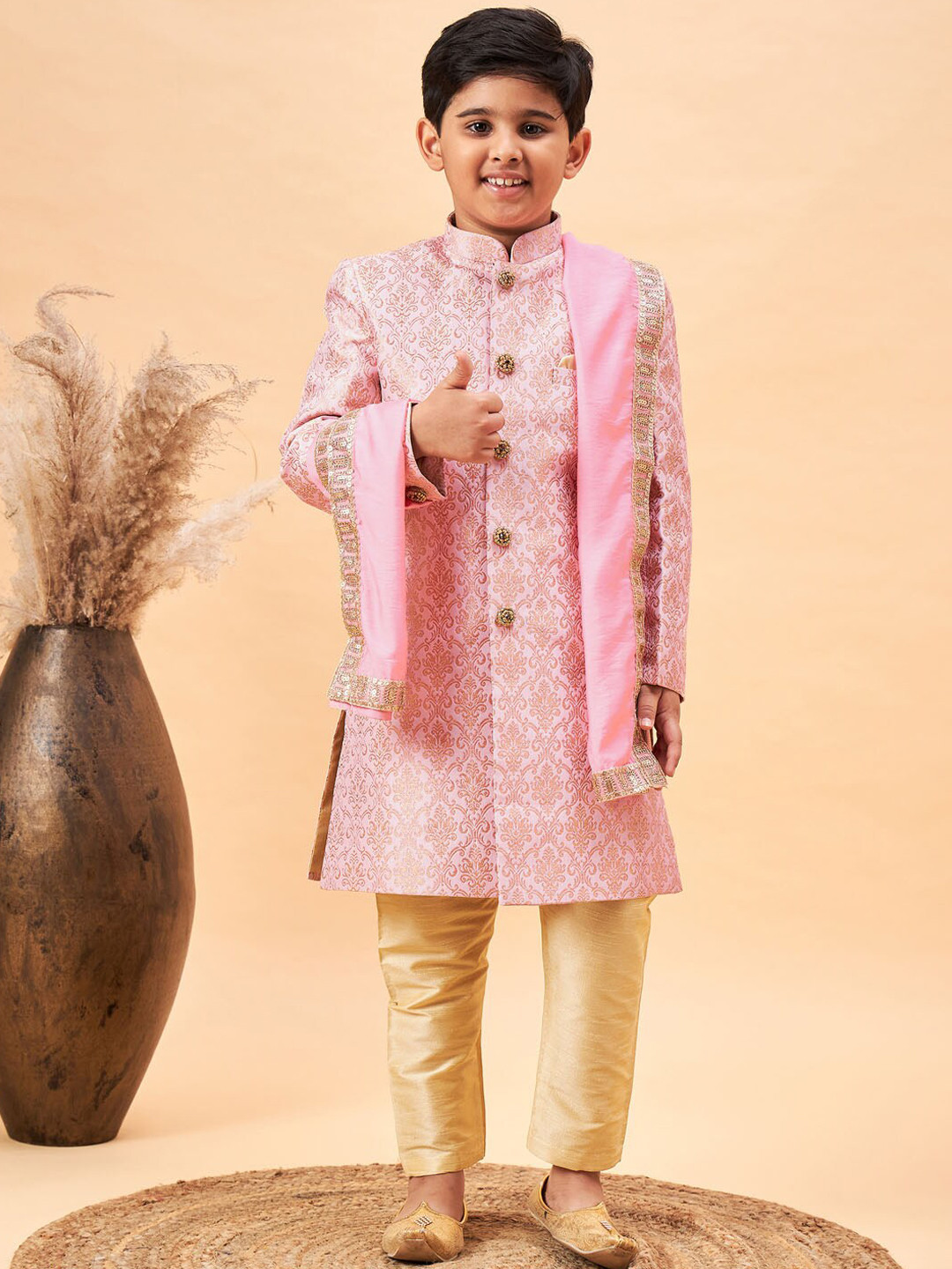 VASTRAMAY Boys Woven Design Sherwani Set, Pink
VASTRAMAY Boys Woven Design Sherwani Set, Pink