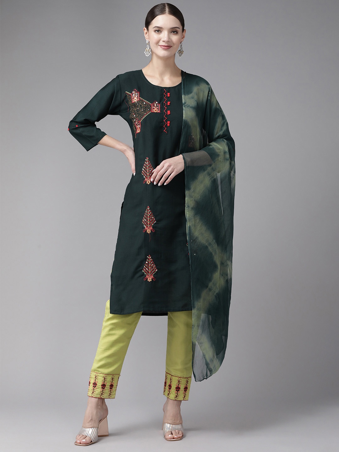 Aarika Women Teal Ethnic Motifs Embroidered Regular Pure Cotton Kurta with Palazzos & With Dupatta
Aarika Women Teal Ethnic Motifs Embroidered Regular Pure Cotton Kurta with Palazzos & With Dupatta