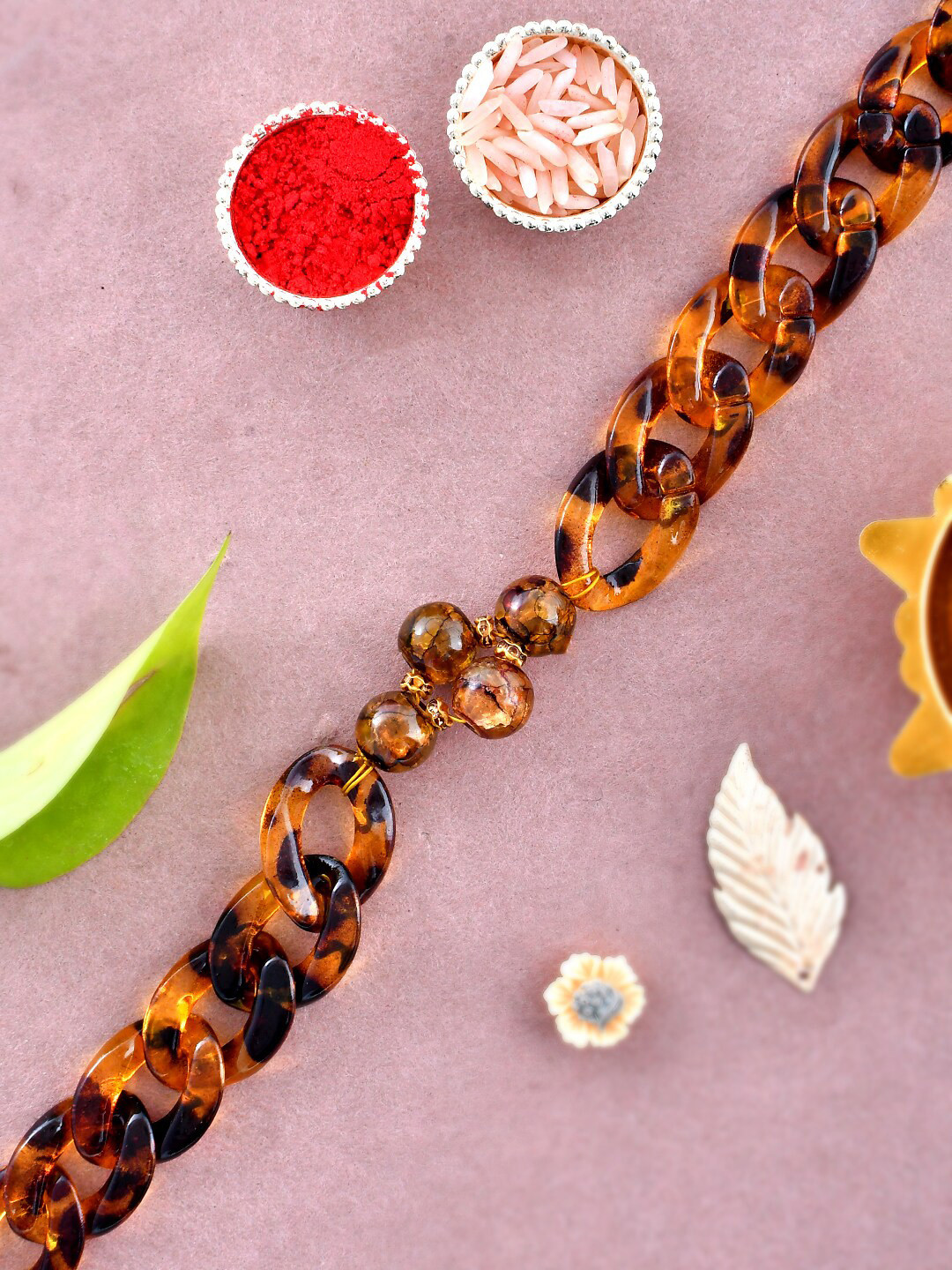 Aapno Rajasthan Men Crystal Rings Celestial Bracelt Rakhi With Roli Chawal & Greeting Card, Brown
Aapno Rajasthan Men Crystal Rings Celestial Bracelt Rakhi With Roli Chawal & Greeting Card, Brown