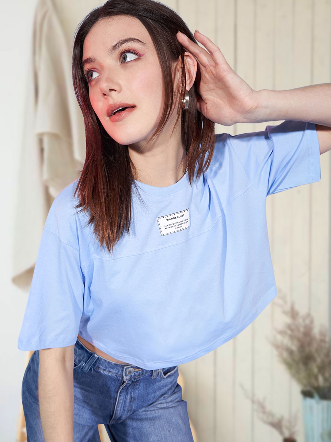 Roadster Women Typography Printed Drop-Shoulder Sleeves Cotton Cropped T-shirt, Turquoise blue
Roadster Women Typography Printed Drop-Shoulder Sleeves Cotton Cropped T-shirt, Turquoise blue