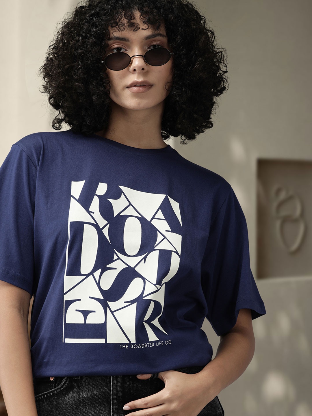 Roadster Women Printed Drop-Shoulder Sleeves Pure Cotton T-shirt, Navy blue
Roadster Women Printed Drop-Shoulder Sleeves Pure Cotton T-shirt, Navy blue