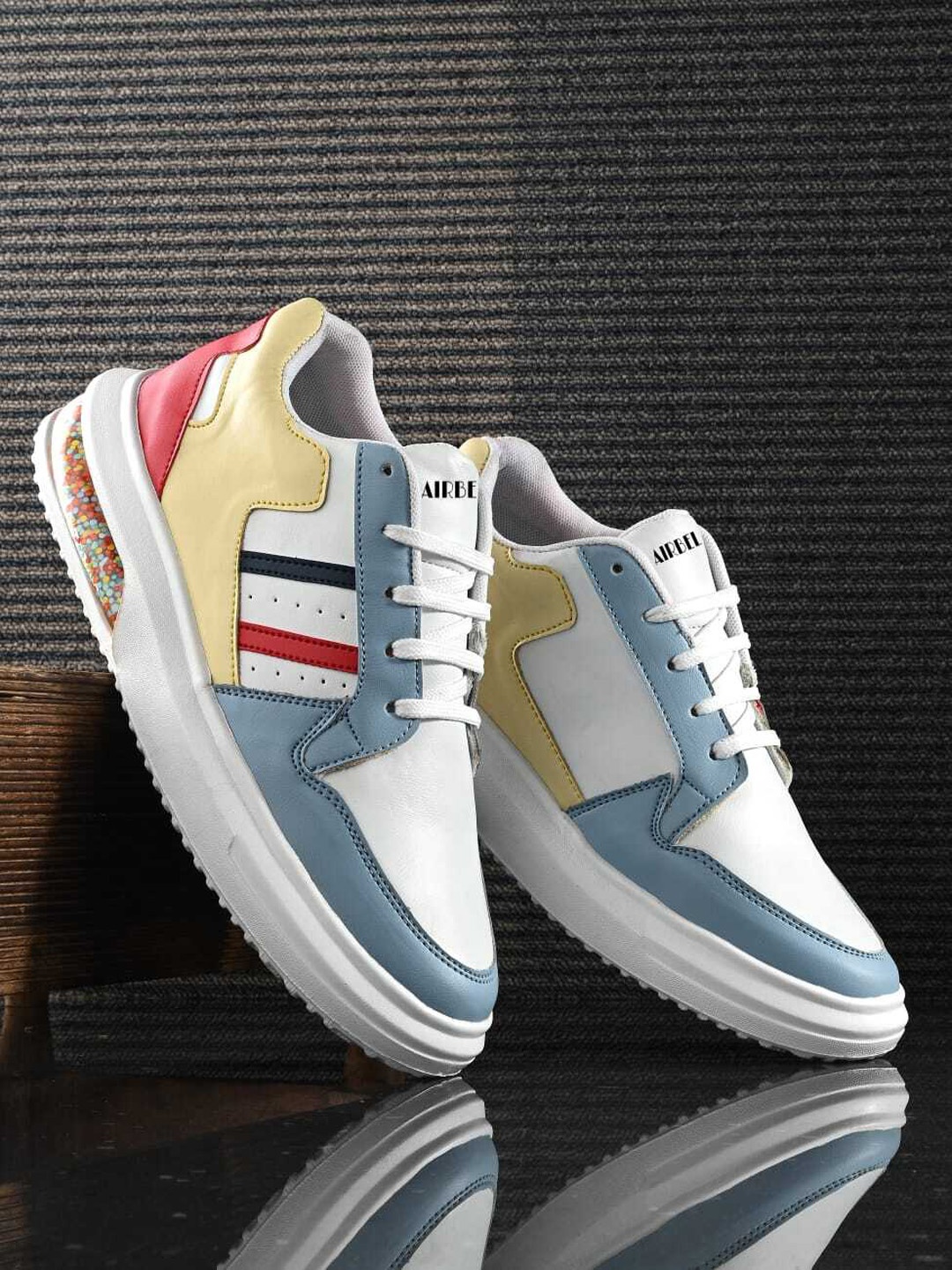 AIRBELL Men Colourblocked Casual Sneakers, White