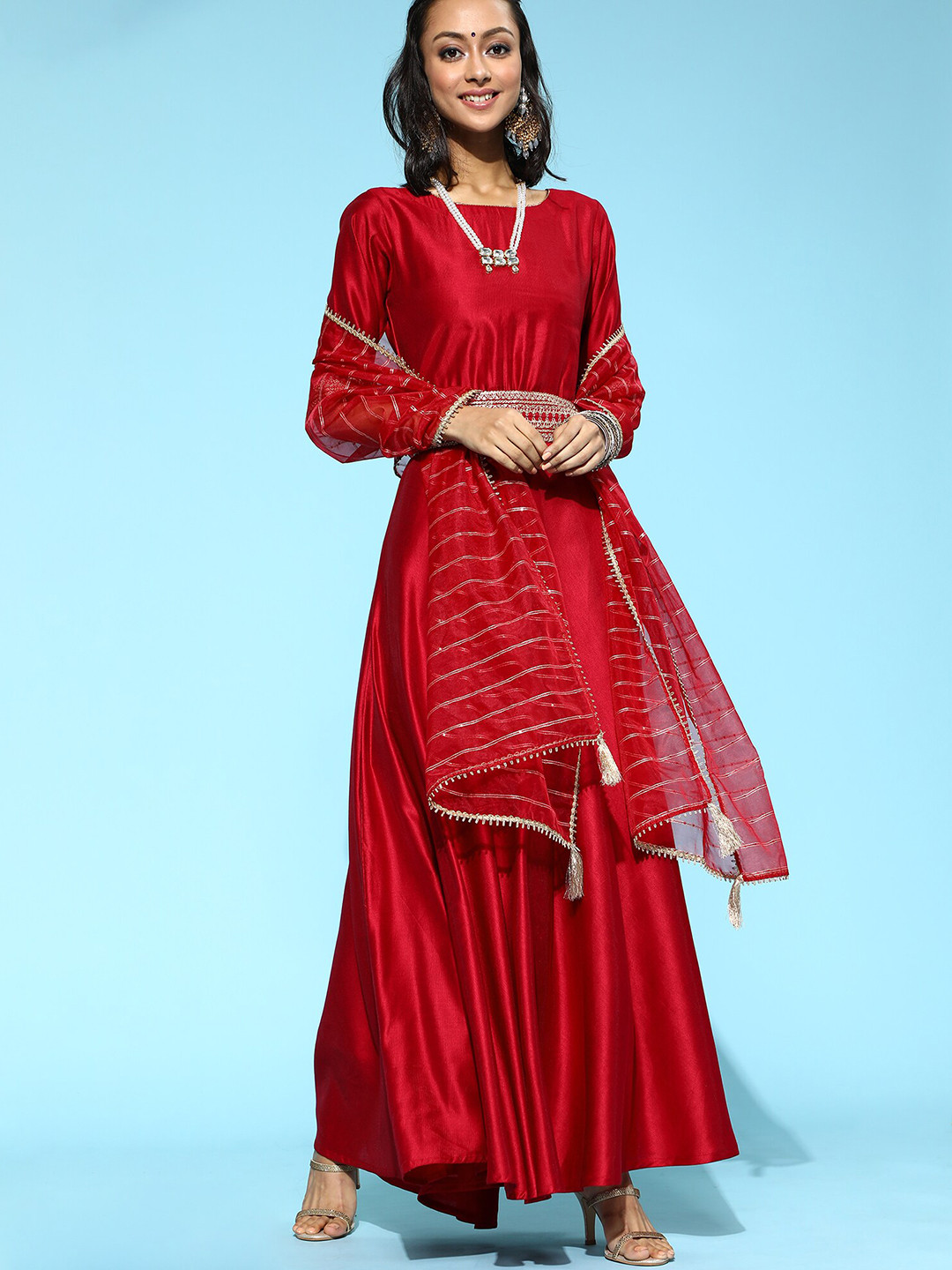 Indo Era A-Line Belted Ethnic Dress & Dupatta, Red
Indo Era A-Line Belted Ethnic Dress & Dupatta, Red