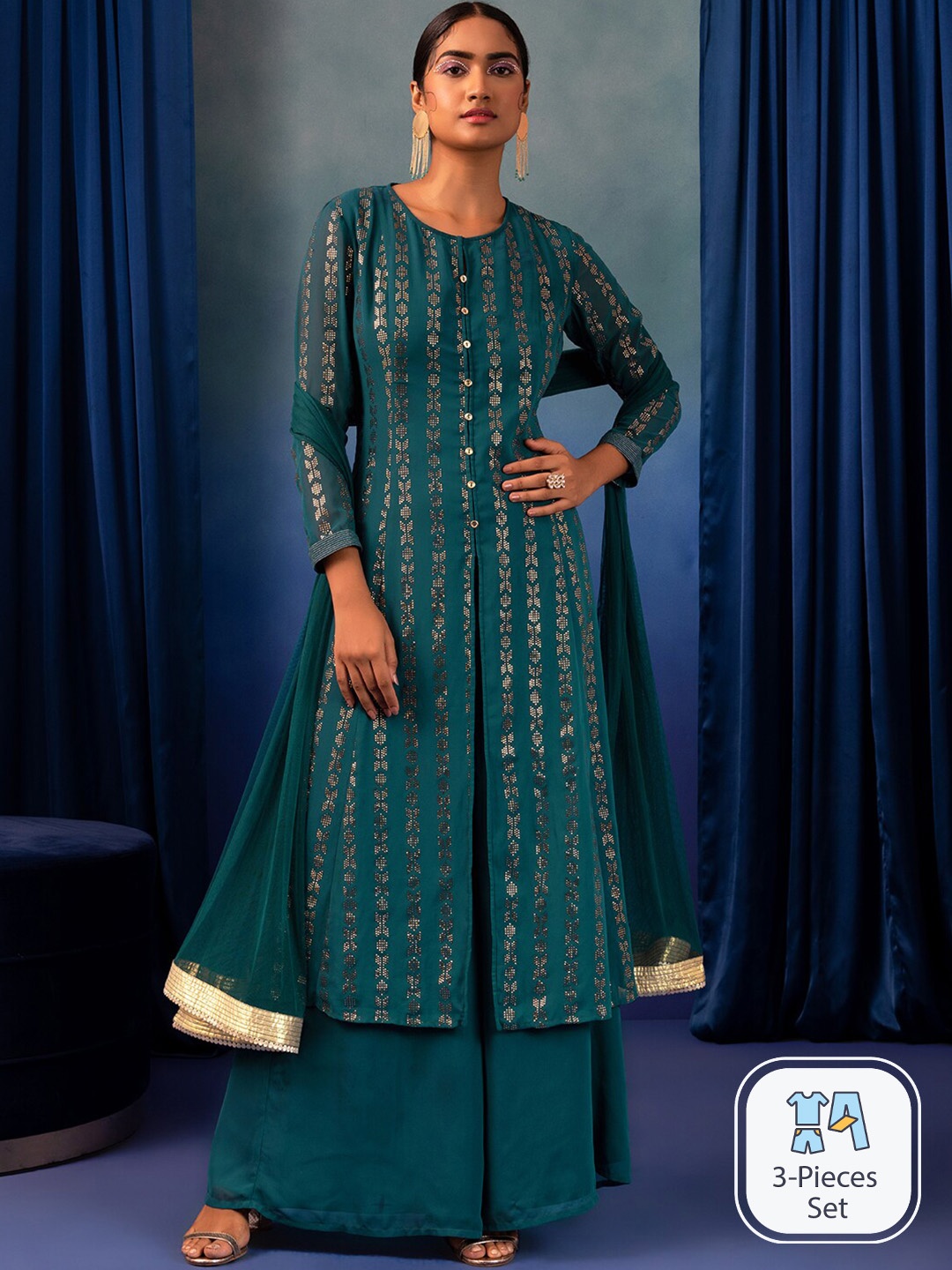Rang by Indya X Rohit Gandhi X Rahul Khanna Embroidered Beaded Kurta Set with Dupatta, Green
Rang by Indya X Rohit Gandhi X Rahul Khanna Embroidered Beaded Kurta Set with Dupatta, Green