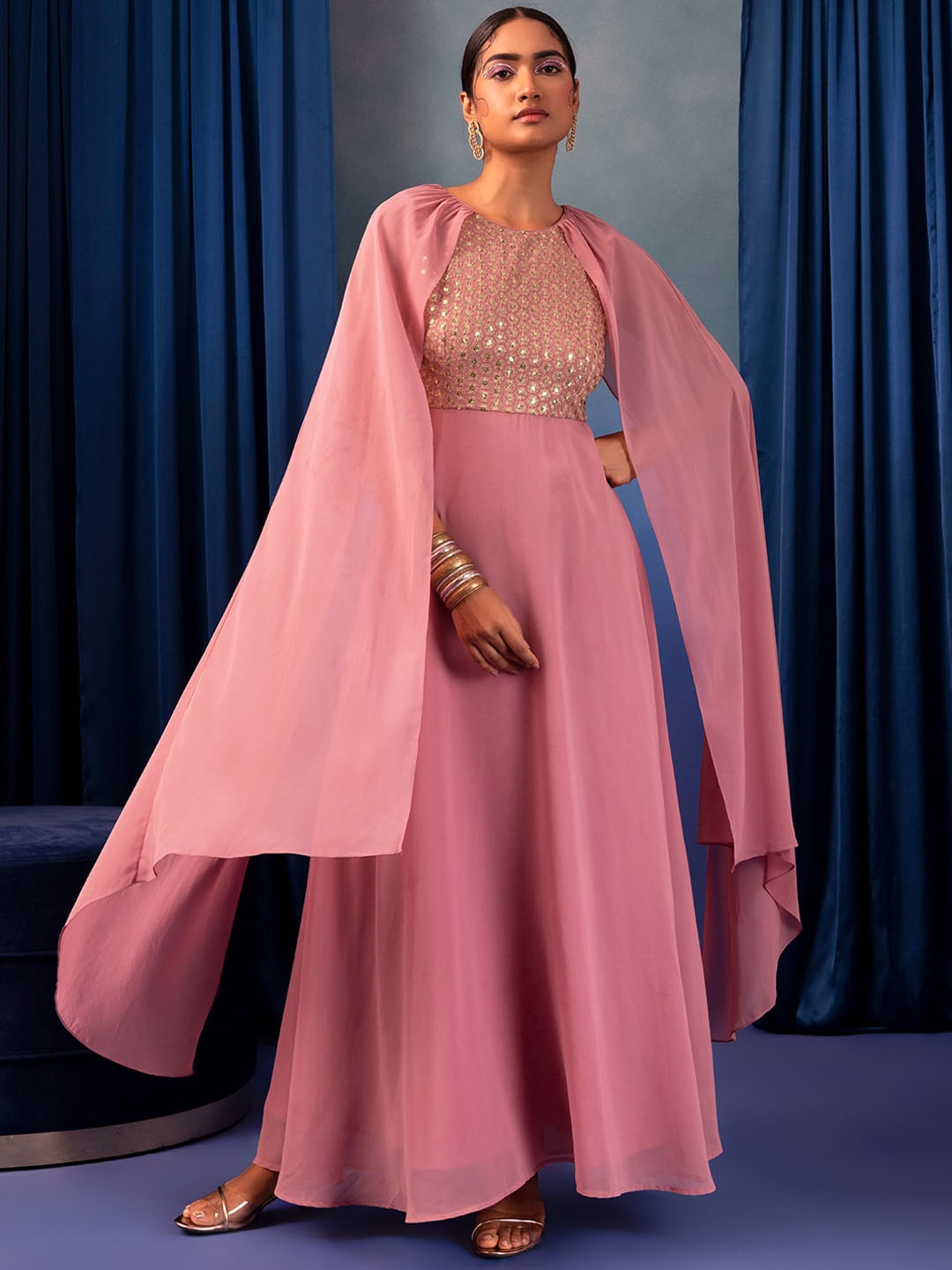 Indya X Rohit Gandhi and Rahul Khanna Floral Embroidered Cape Sleeves Party Dress, Pink
Indya X Rohit Gandhi and Rahul Khanna Floral Embroidered Cape Sleeves Party Dress, Pink