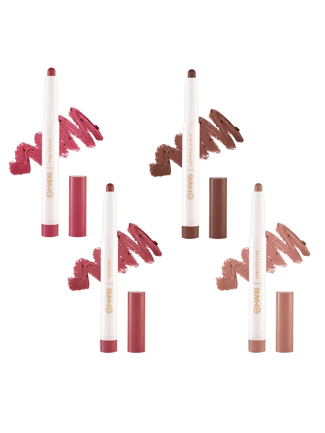 MARS Poppins Matte Crayon Lipstick-1.3g Each-ApricotLove-DrippingSyrup-FoxyRed-PinkPicnic, Multi
MARS Poppins Matte Crayon Lipstick-1.3g Each-ApricotLove-DrippingSyrup-FoxyRed-PinkPicnic, Multi