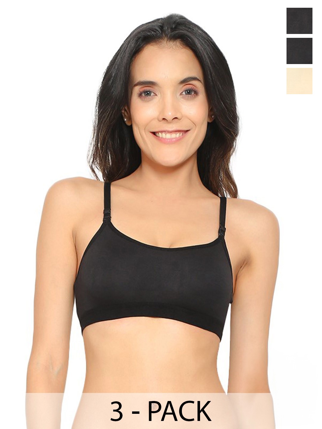 Aimly Pack of 3 Non-Wired Non-Padded Seamless Cotton Workout Bra With All Day Comfort, Black
Aimly Pack of 3 Non-Wired Non-Padded Seamless Cotton Workout Bra With All Day Comfort, Black