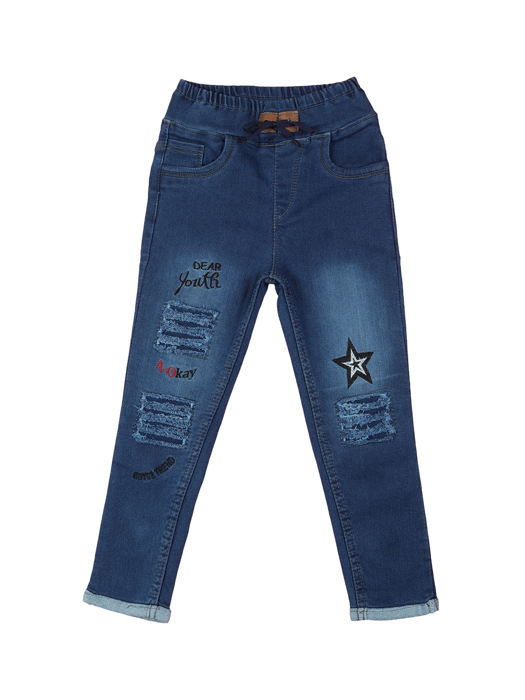 A-Okay Girls Mid-Rise Jogger Fit Mildly Distressed Light Fade Embroidered Jeans, Blue
A-Okay Girls Mid-Rise Jogger Fit Mildly Distressed Light Fade Embroidered Jeans, Blue