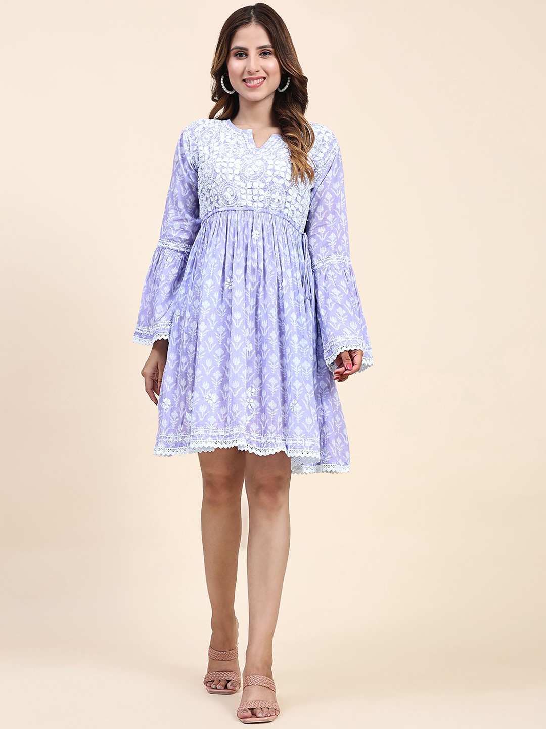 HOUSE OF KARI Ethnic Motifs Printed Embroidered Fit & Flare Cotton Ethnic Dress, Lavender
HOUSE OF KARI Ethnic Motifs Printed Embroidered Fit & Flare Cotton Ethnic Dress, Lavender
