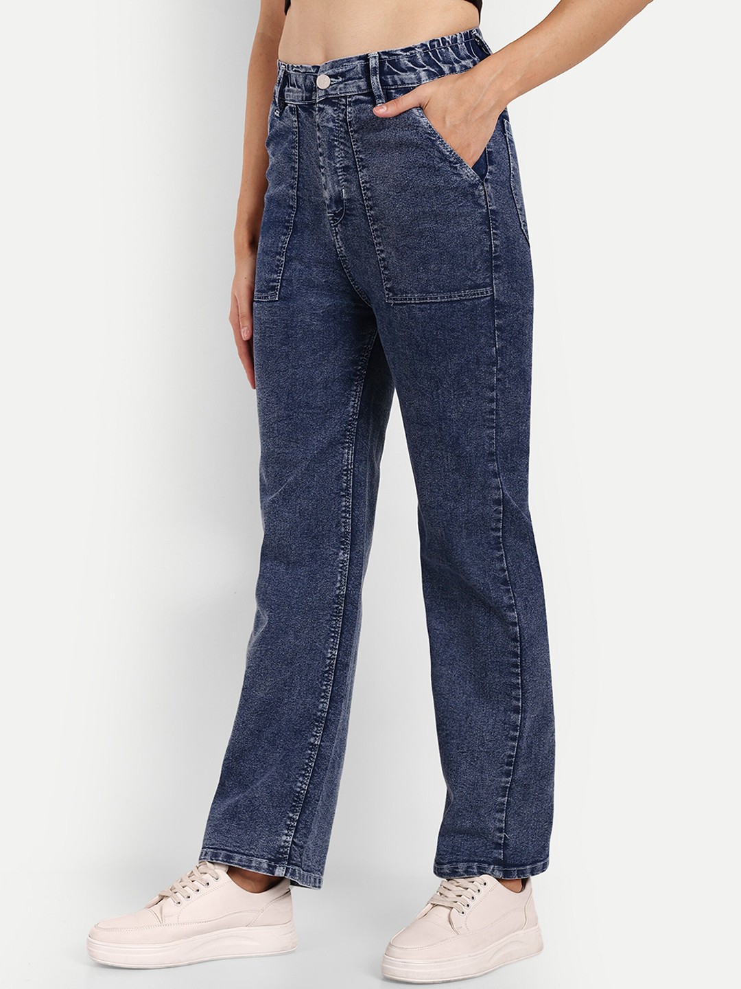 BROADSTAR Women Smart High-Rise Clean Look Light Fade Wide Leg Stretchable Jeans, Blue
BROADSTAR Women Smart High-Rise Clean Look Light Fade Wide Leg Stretchable Jeans, Blue