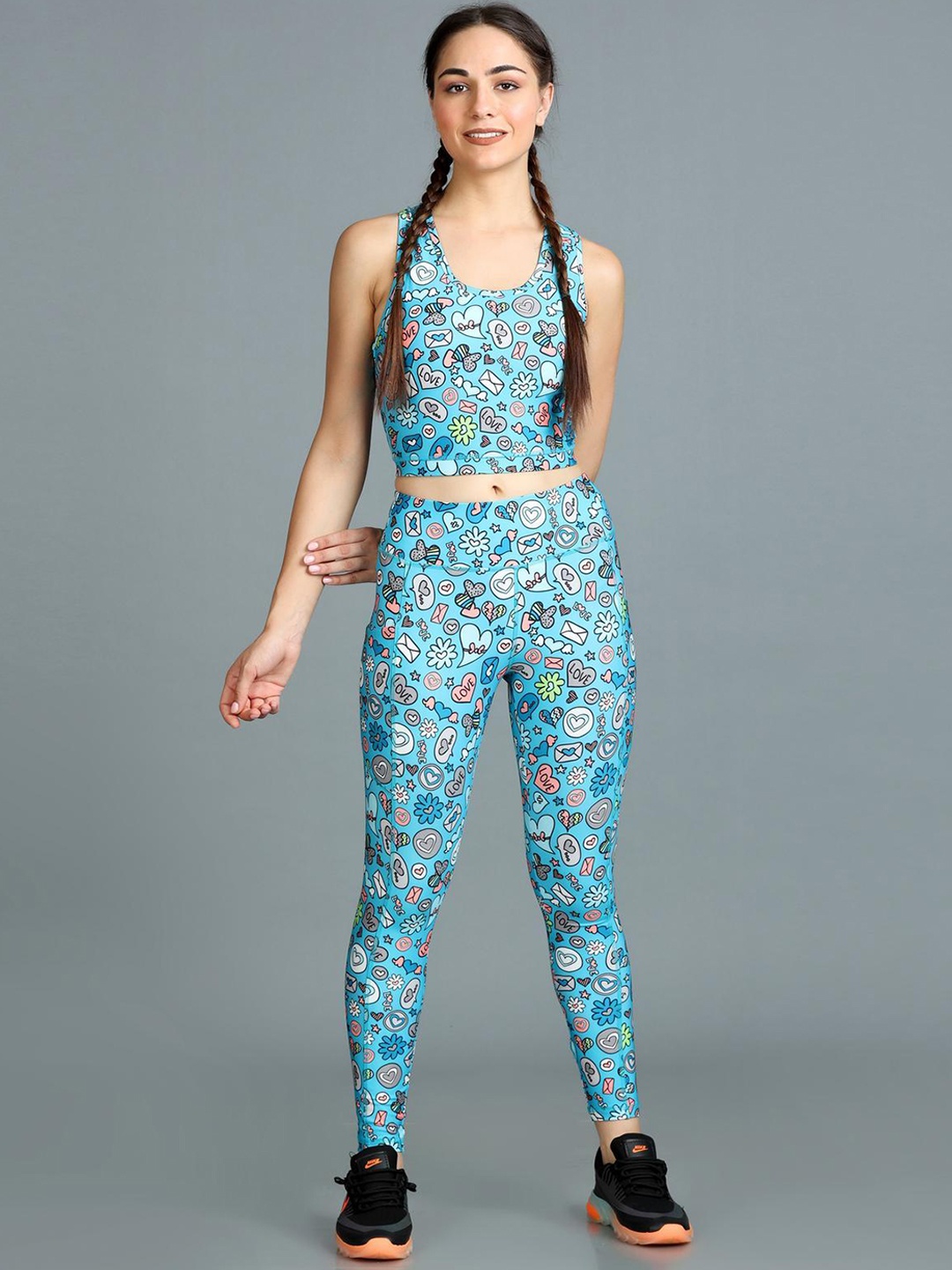 The Dance Bible Printed Activewear Padded Top & Leggings Co-Ords Set, Turquoise blue
The Dance Bible Printed Activewear Padded Top & Leggings Co-Ords Set, Turquoise blue