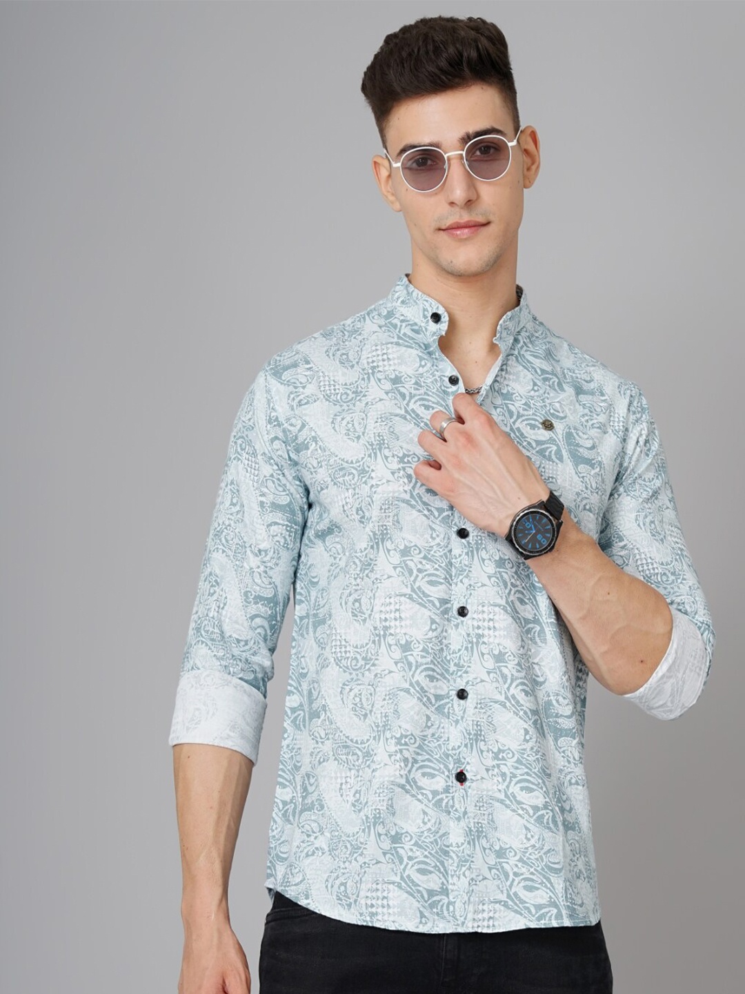 PAUL STREET Ethnic Motifs Printed Mandarin Collar Standard Slim Fit Casual Shirt, Blue
PAUL STREET Ethnic Motifs Printed Mandarin Collar Standard Slim Fit Casual Shirt, Blue