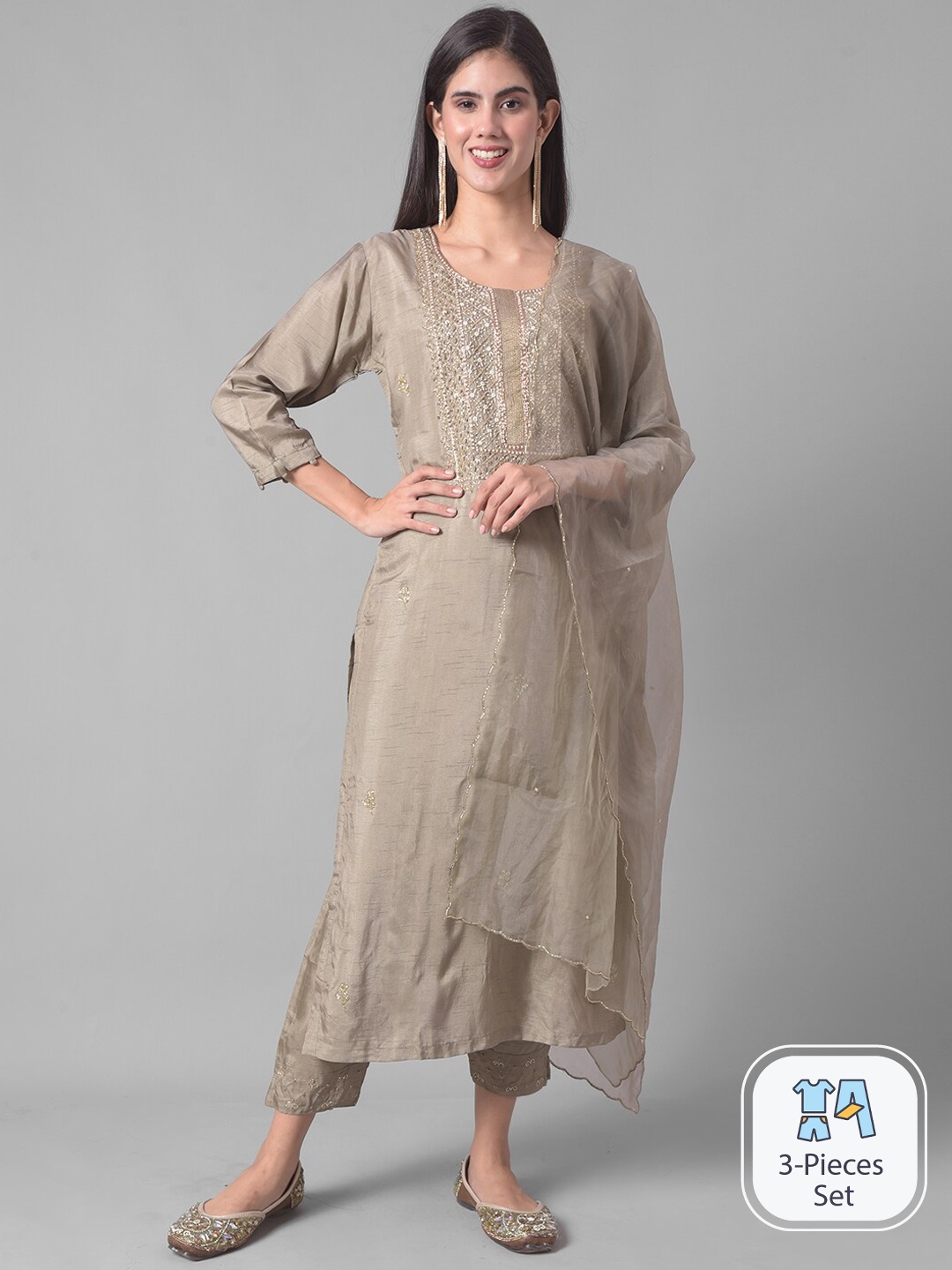 Dollar Missy Ethnic Motifs Embroidered Thread Work Kurta & Trousers With Dupatta, Grey
Dollar Missy Ethnic Motifs Embroidered Thread Work Kurta & Trousers With Dupatta, Grey