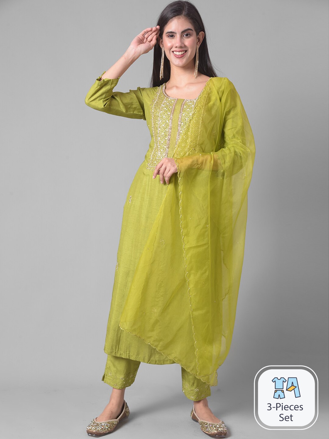 Dollar Missy Ethnic Motifs Yoke Design Beads & Stones Kurta With Trousers & Dupatta, Green
Dollar Missy Ethnic Motifs Yoke Design Beads & Stones Kurta With Trousers & Dupatta, Green