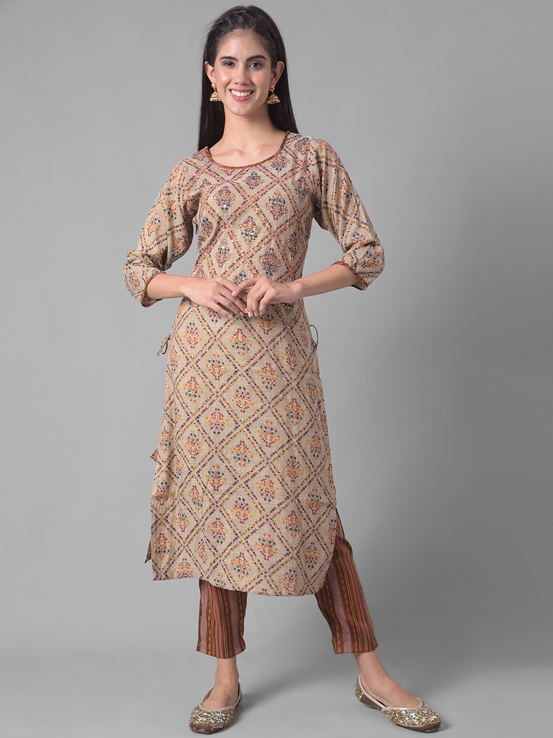 Dollar Missy Ethnic Motifs Printed Regular Sequinned Kurta With Trousers, Beige
Dollar Missy Ethnic Motifs Printed Regular Sequinned Kurta With Trousers, Beige