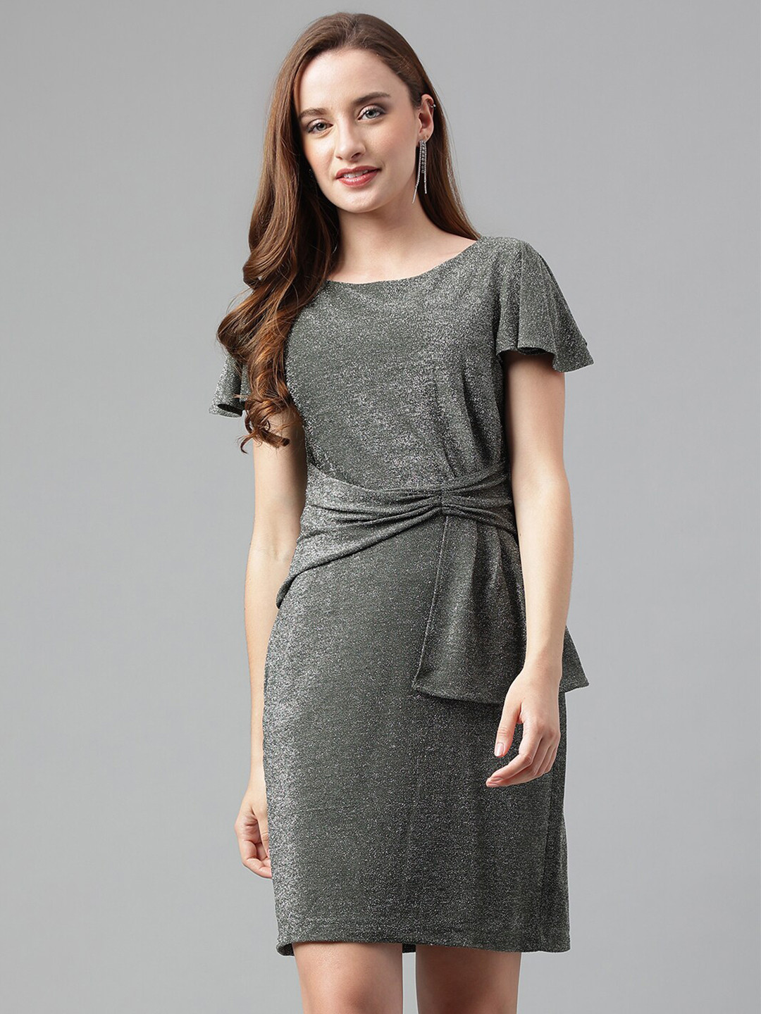 Latin Quarters Flared Sleeves Tie-Ups detailed Sheath Dress, Grey
Latin Quarters Flared Sleeves Tie-Ups detailed Sheath Dress, Grey