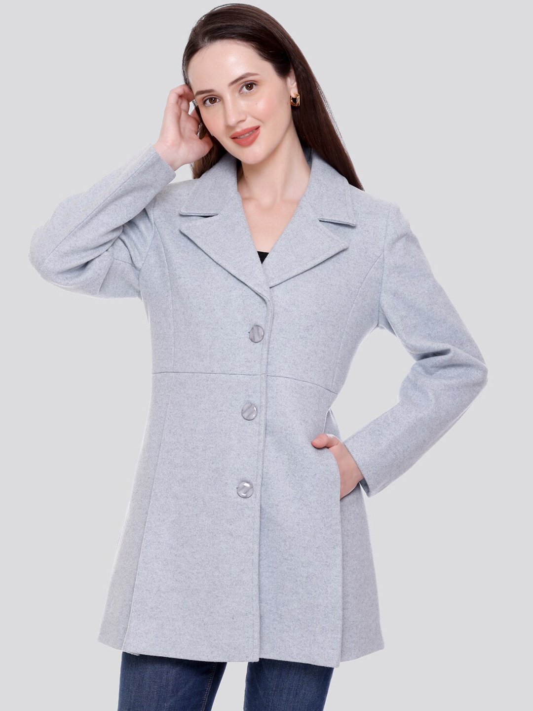 C-Aerin Self-Design Notched Lapel Collar Regular Fit Trench Coat, Turquoise blue
C-Aerin Self-Design Notched Lapel Collar Regular Fit Trench Coat, Turquoise blue