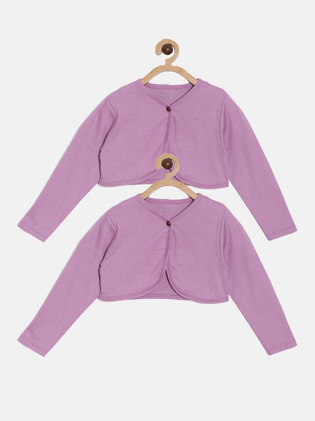Kryptic Girls Pack Of 2 V-Neck Crop Cotton Shrug, Purple