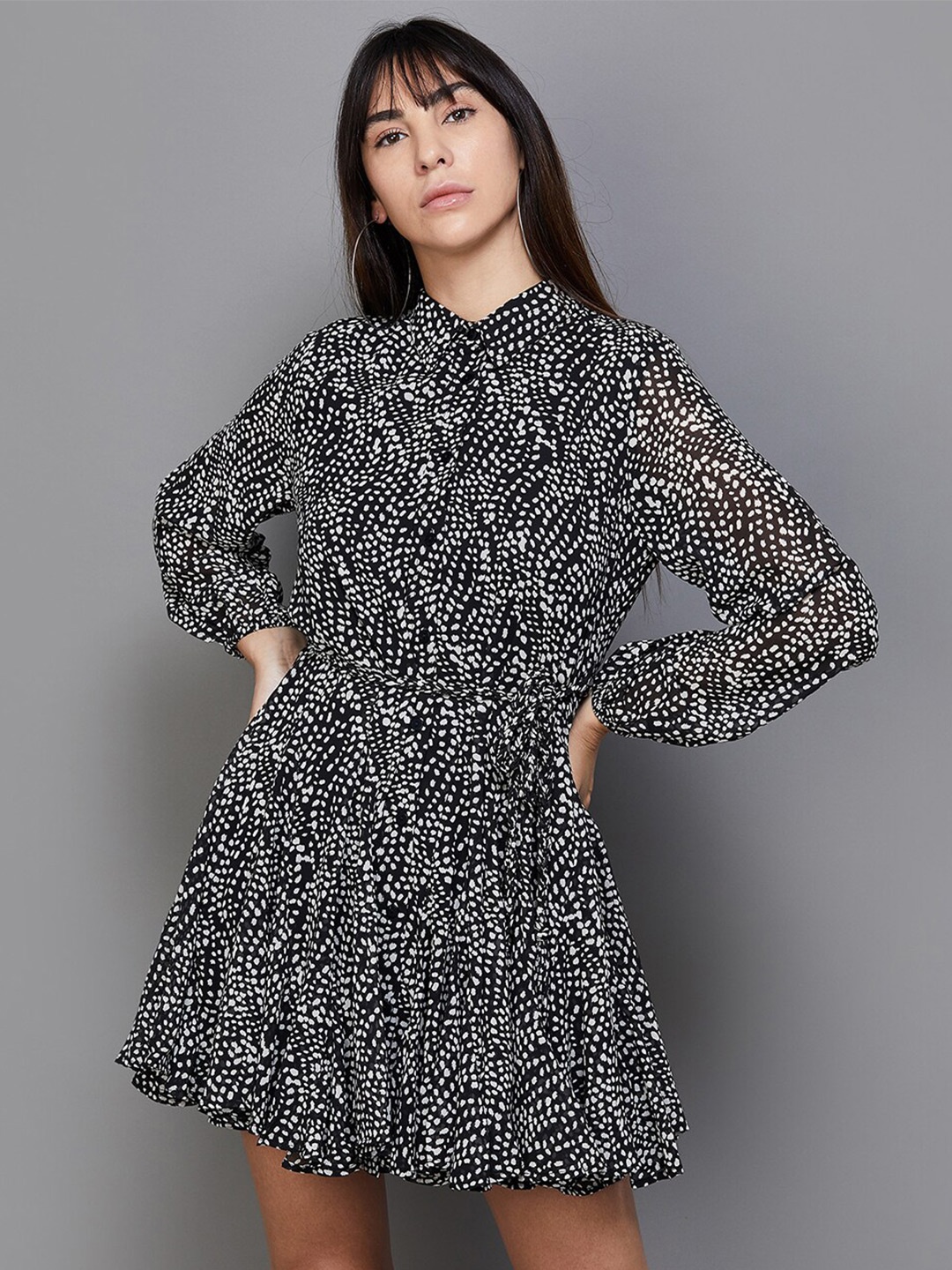 CODE by Lifestyle Abstract Print Shirt Collar Cuffed Sleeves Fit & Flare Mini Dress, Black
CODE by Lifestyle Abstract Print Shirt Collar Cuffed Sleeves Fit & Flare Mini Dress, Black