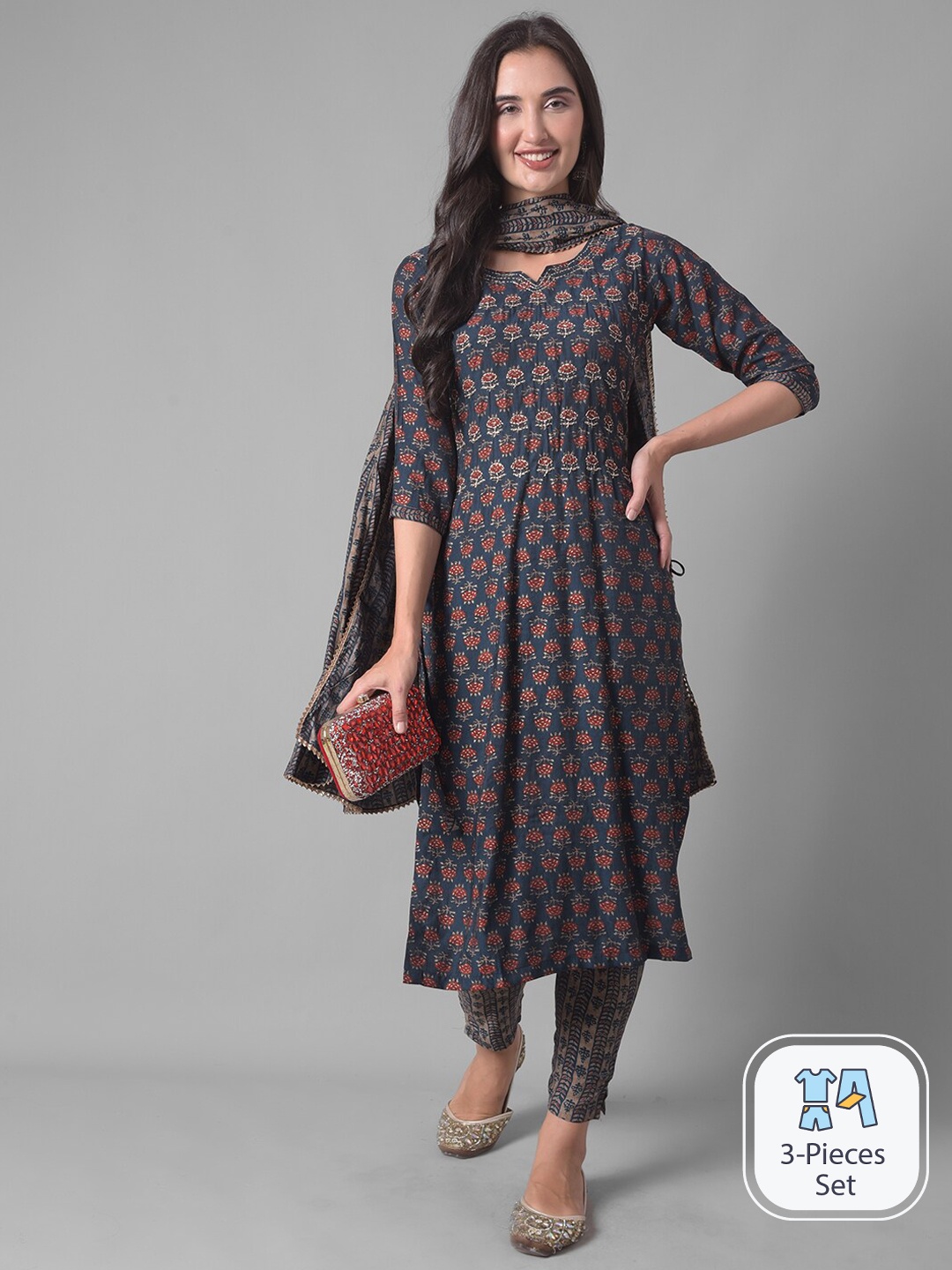 Dollar Missy Floral Printed Regular Beads and Stones Kurta With Trousers & Dupatta, Blue
Dollar Missy Floral Printed Regular Beads and Stones Kurta With Trousers & Dupatta, Blue