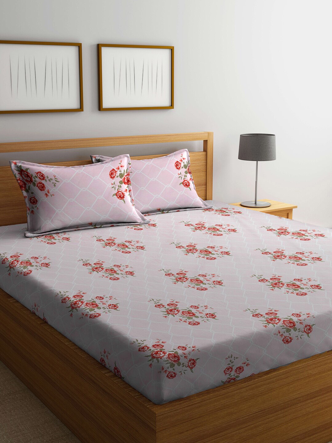 FABINALIV Floral Print Pure Cotton 300 TC Super King Bedsheet with 2 Pillow Covers, Pink
FABINALIV Floral Print Pure Cotton 300 TC Super King Bedsheet with 2 Pillow Covers, Pink