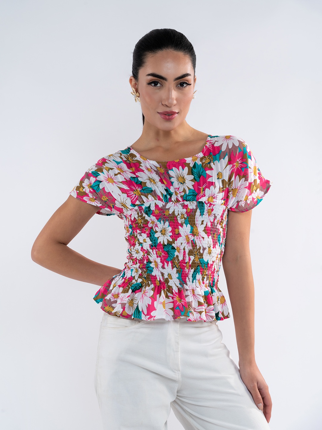 Stylecast X Hersheinbox Floral Print Extended Sleeves Smocked Fitted Cotton Top, Multi
Stylecast X Hersheinbox Floral Print Extended Sleeves Smocked Fitted Cotton Top, Multi