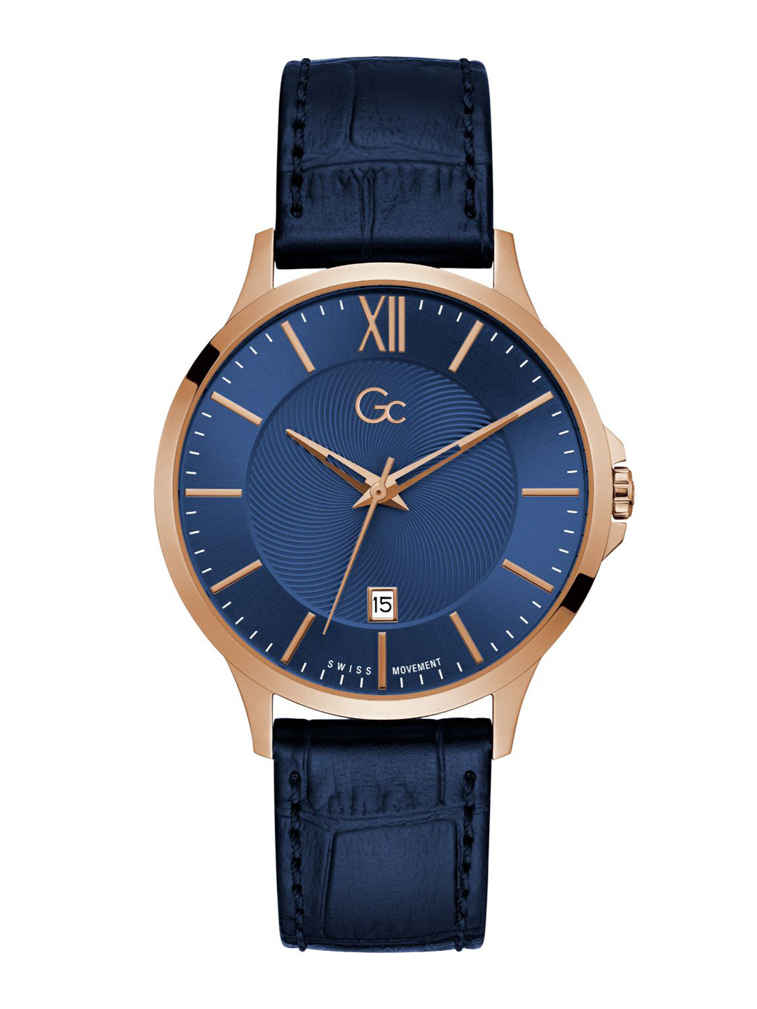 GC Men Leather Textured Straps Analogue Watch Y38002G7MF, Blue 
GC Men Leather Textured Straps Analogue Watch Y38002G7MF, Blue