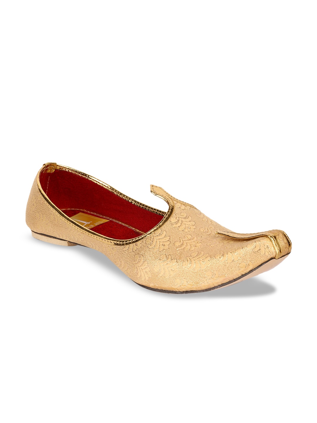 HOUSE OF JUTTI Men Woven Design Suede Mojaris, Copper