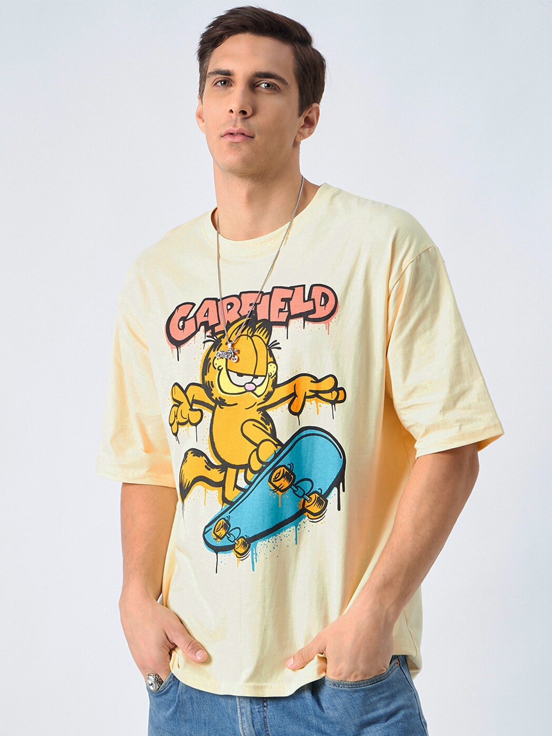 COLOR CAPITAL Garfield Printed Drop Shoulder Sleeves Pure Cotton Oversized T-shirt, Yellow
COLOR CAPITAL Garfield Printed Drop Shoulder Sleeves Pure Cotton Oversized T-shirt, Yellow
