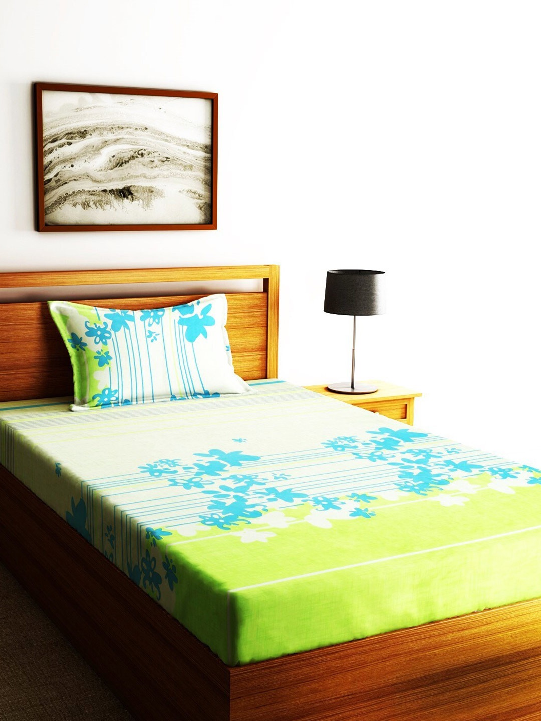 Home Sizzler Fluorescent Green & Blue Cotton 210 TC Single Bedsheet with 2 Pillow Covers
Home Sizzler Fluorescent Green & Blue Cotton 210 TC Single Bedsheet with 2 Pillow Covers