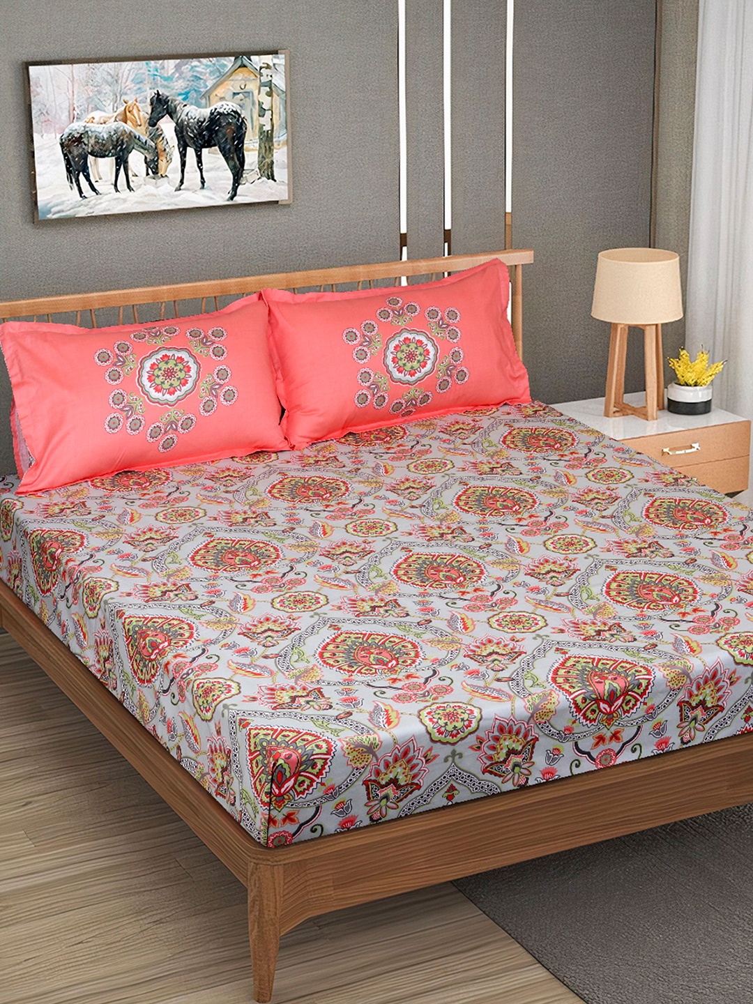 ROMEE Sea Green & White Ethnic Motifs Cotton 240TC King Bedsheet With 2 Pillow Covers
ROMEE Sea Green & White Ethnic Motifs Cotton 240TC King Bedsheet With 2 Pillow Covers