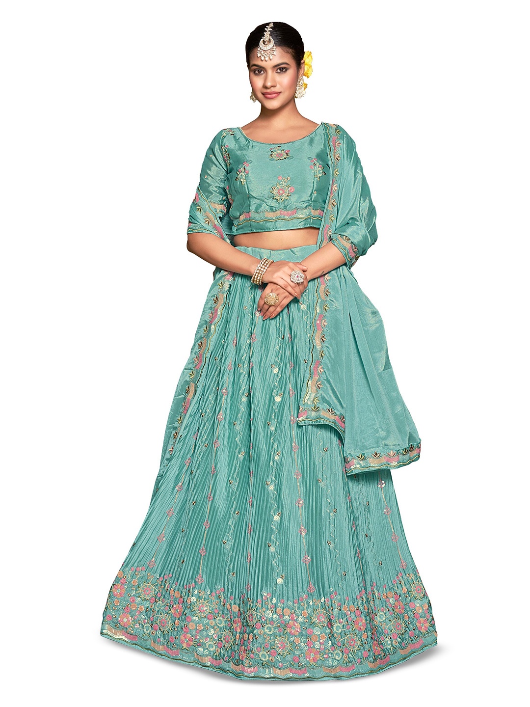 Nimayaa Embroidered Sequinned Semi-Stitched Lehenga & Unstitched Blouse With Dupatta, Blue
Nimayaa Embroidered Sequinned Semi-Stitched Lehenga & Unstitched Blouse With Dupatta, Blue