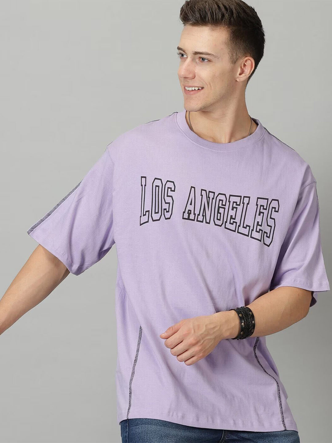THE HOLLANDER Typography Printed Drop Shoulder Oversized Pure Cotton T-Shirt, Lavender
THE HOLLANDER Typography Printed Drop Shoulder Oversized Pure Cotton T-Shirt, Lavender
