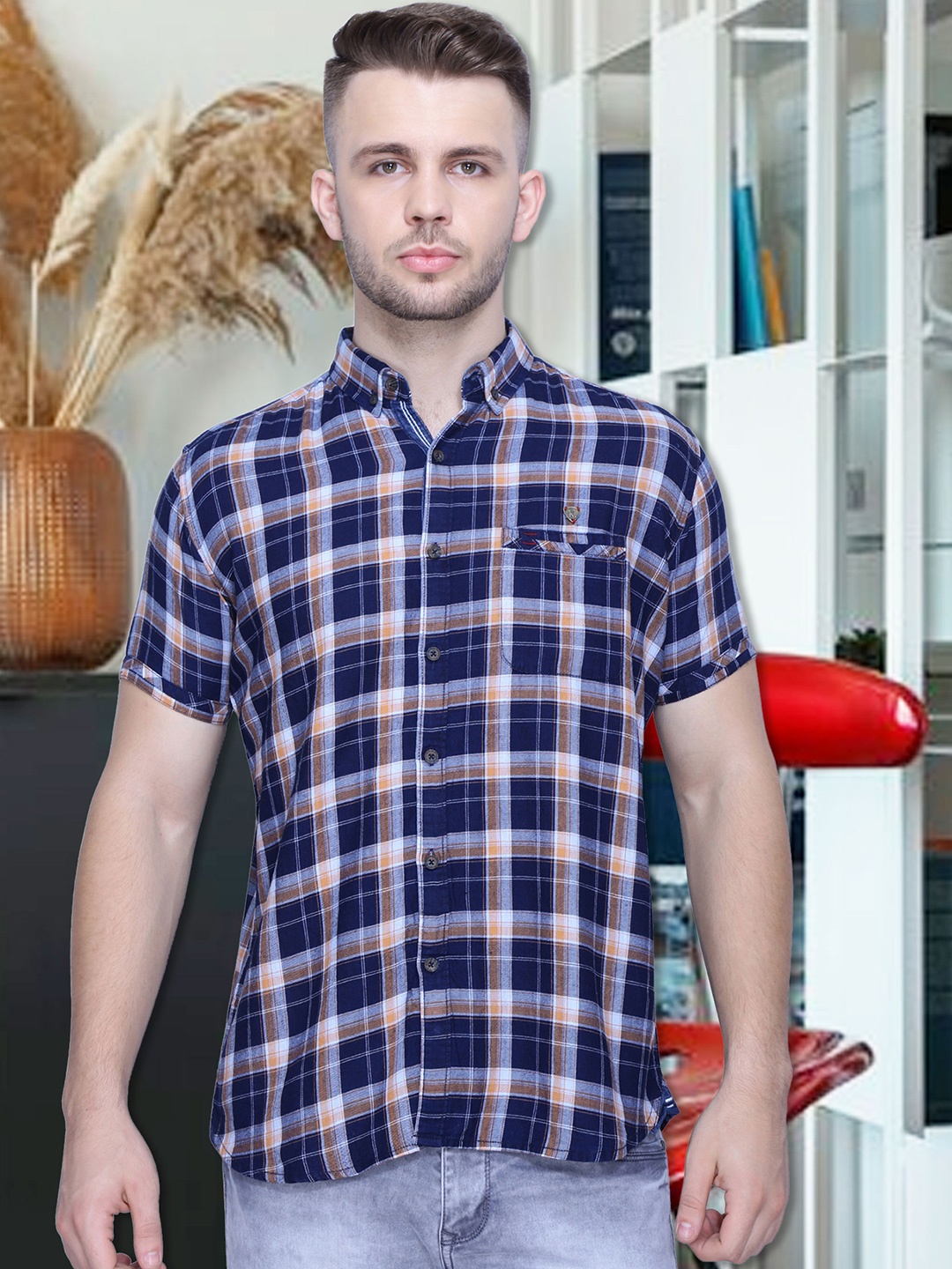 Kuons Avenue Smart Slim Fit Tartan Checked Button Down Collar Cotton Casual Shirt, Blue
Kuons Avenue Smart Slim Fit Tartan Checked Button Down Collar Cotton Casual Shirt, Blue