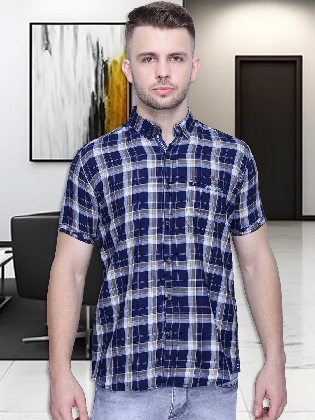 Kuons Avenue Smart Tartan Checked Button-Down Collar Slim Fit Cotton Casual Shirt, Blue
Kuons Avenue Smart Tartan Checked Button-Down Collar Slim Fit Cotton Casual Shirt, Blue