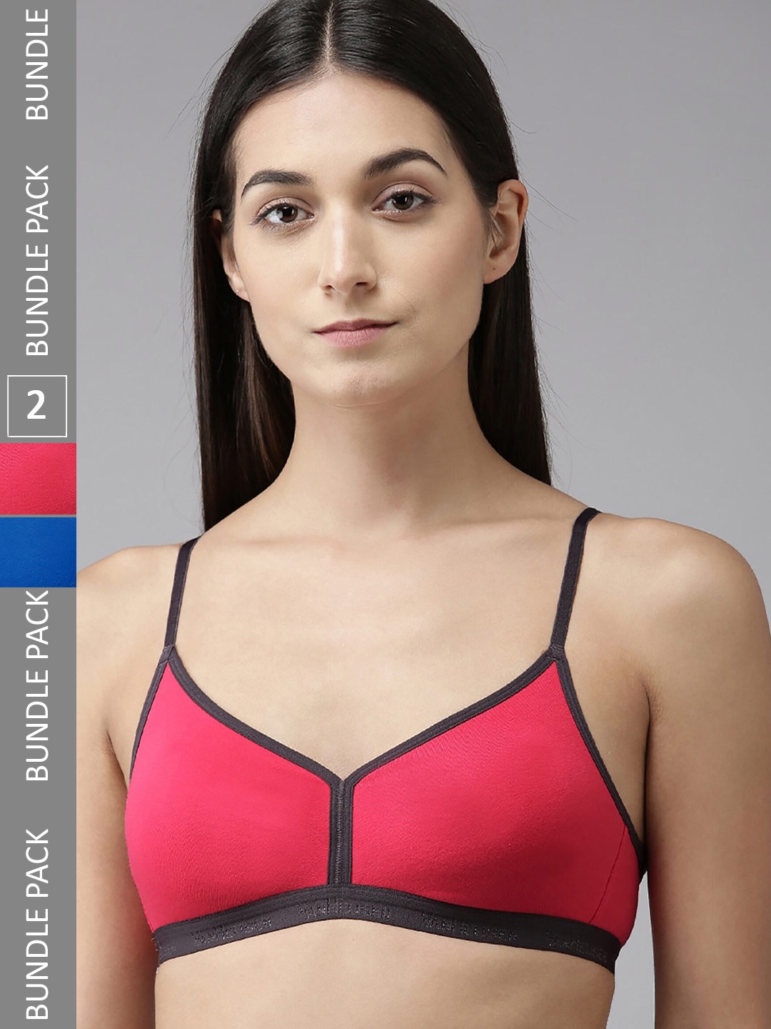 Aamarsh Pack Of 2 Non Padded Full Coverage 360 Degree Support Minimizer Bra, Red
