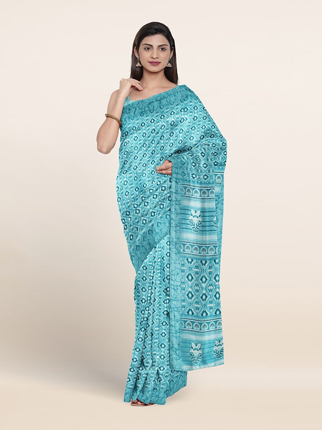 Pothys Ethnic Motifs Printed Saree, Blue