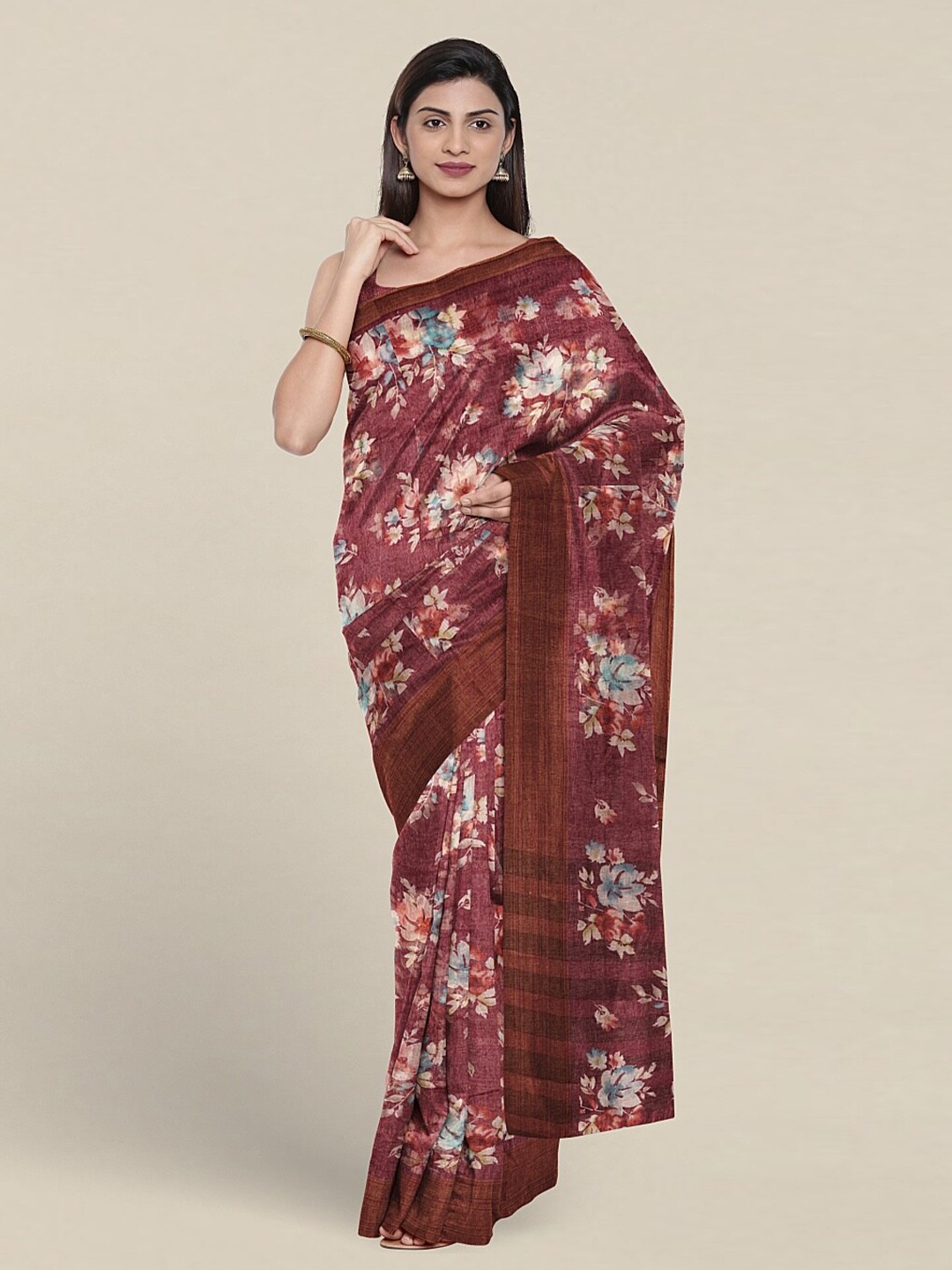 Pothys Floral Printed Saree, Purple