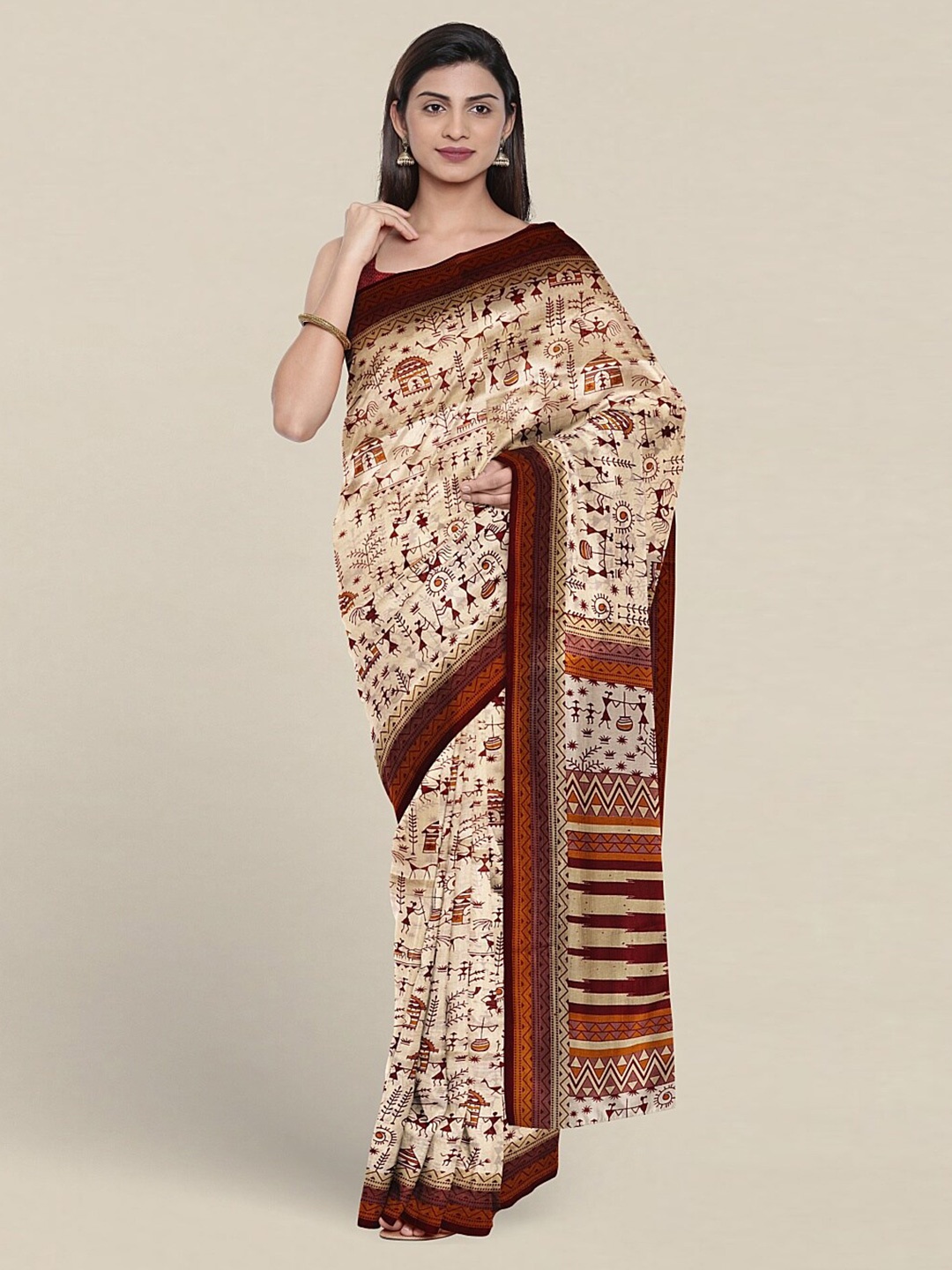 Pothys Ethnic Motifs Saree, Cream