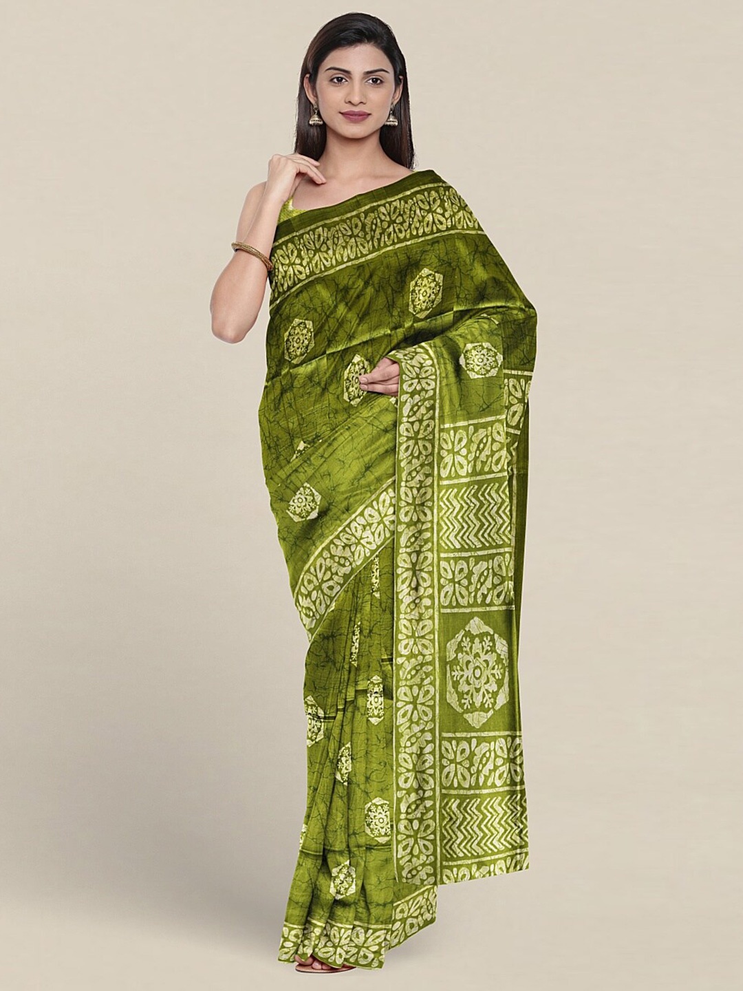Pothys Ethnic Motifs Printed Saree, Green