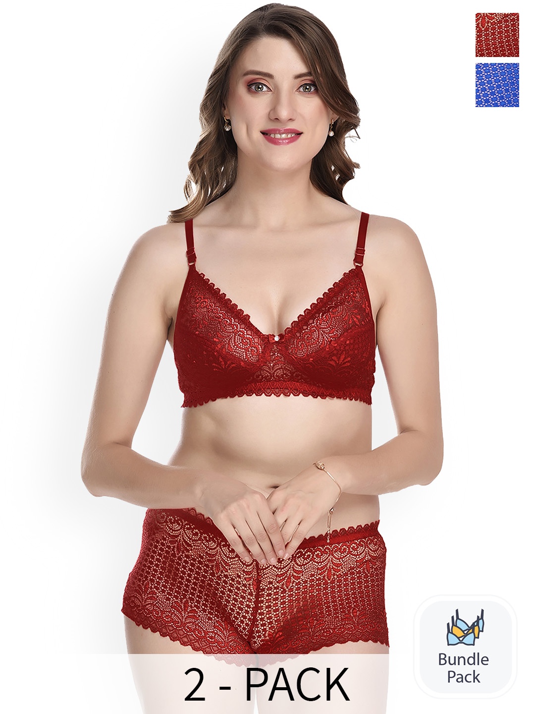AROUSY Pack Of 2 Self-Design Cotton Lingerie Set Q_Net Set_Blue,Maroon_30-Blue
AROUSY Pack Of 2 Self-Design Cotton Lingerie Set Q_Net Set_Blue,Maroon_30-Blue