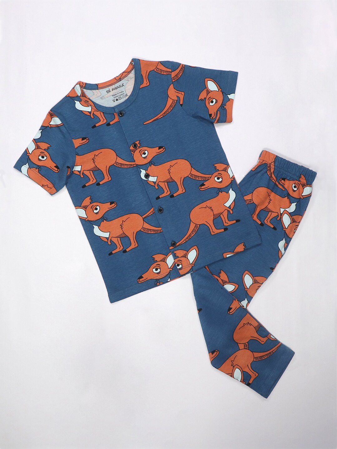 BE AWARA Kids Kangaroo Printed Pure Cotton Night suit, Blue
BE AWARA Kids Kangaroo Printed Pure Cotton Night suit, Blue