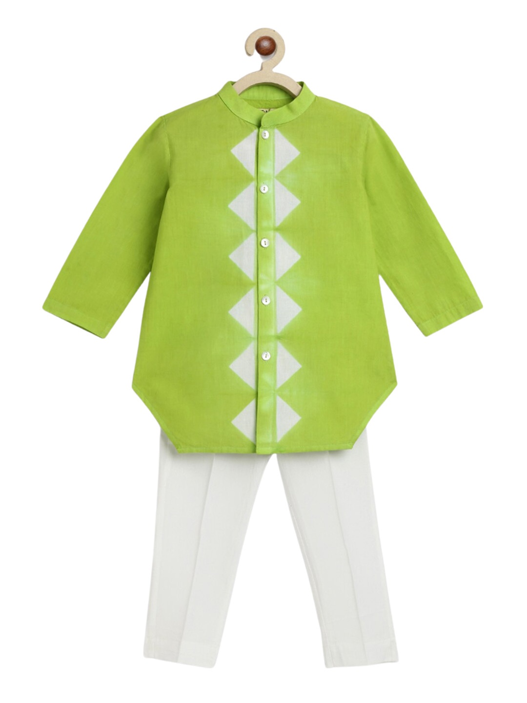 Tiber Taber Boys Geometric Printed Mandarin Collar Pure Cotton Kurta With Trousers, Green
Tiber Taber Boys Geometric Printed Mandarin Collar Pure Cotton Kurta With Trousers, Green