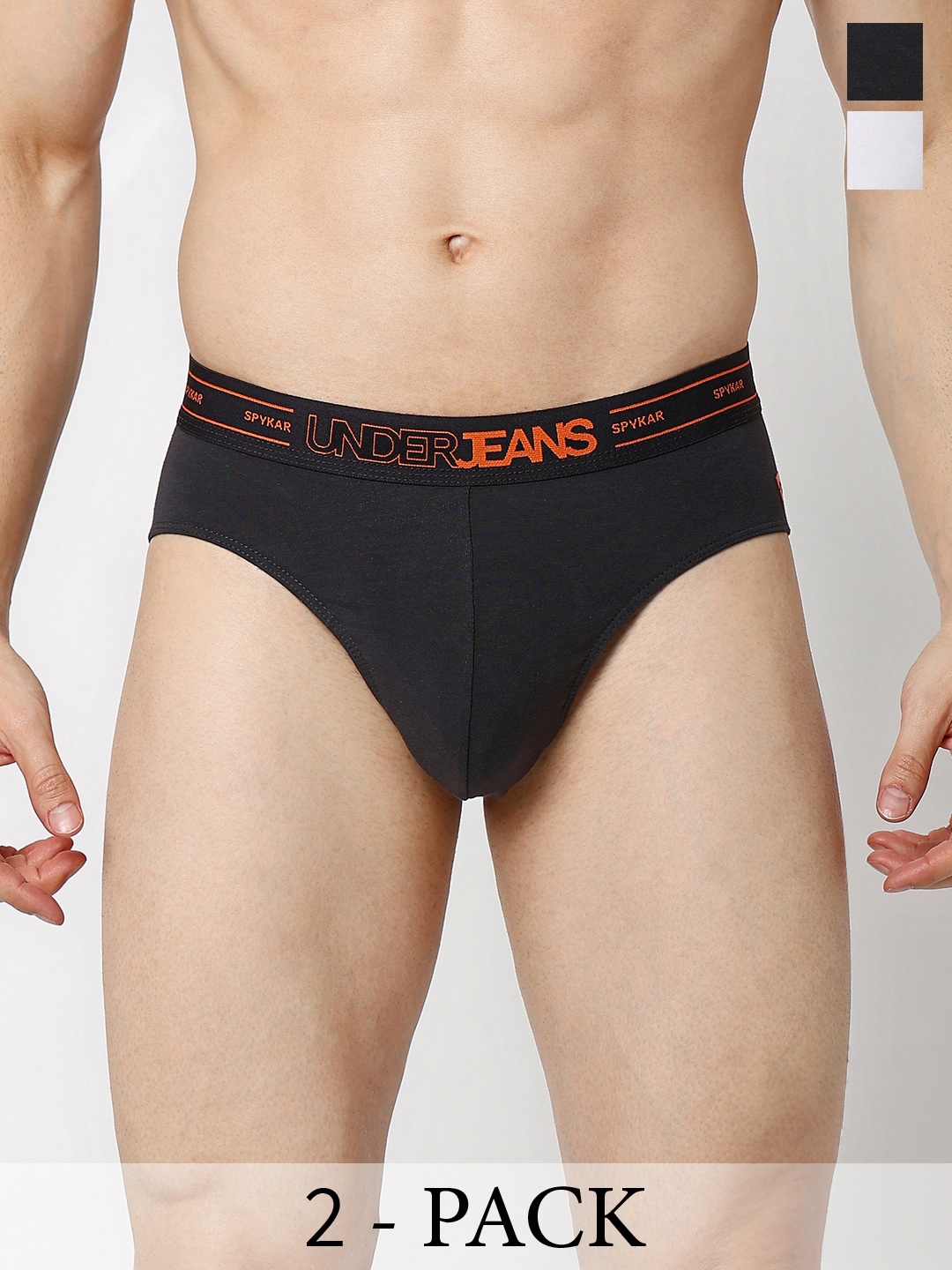 UnderJeans by Spykar Pack Of 2 Mid-Rise Basic Briefs UJNTPBC005GREYWHITE, Charcoal
UnderJeans by Spykar Pack Of 2 Mid-Rise Basic Briefs UJNTPBC005GREYWHITE, Charcoal