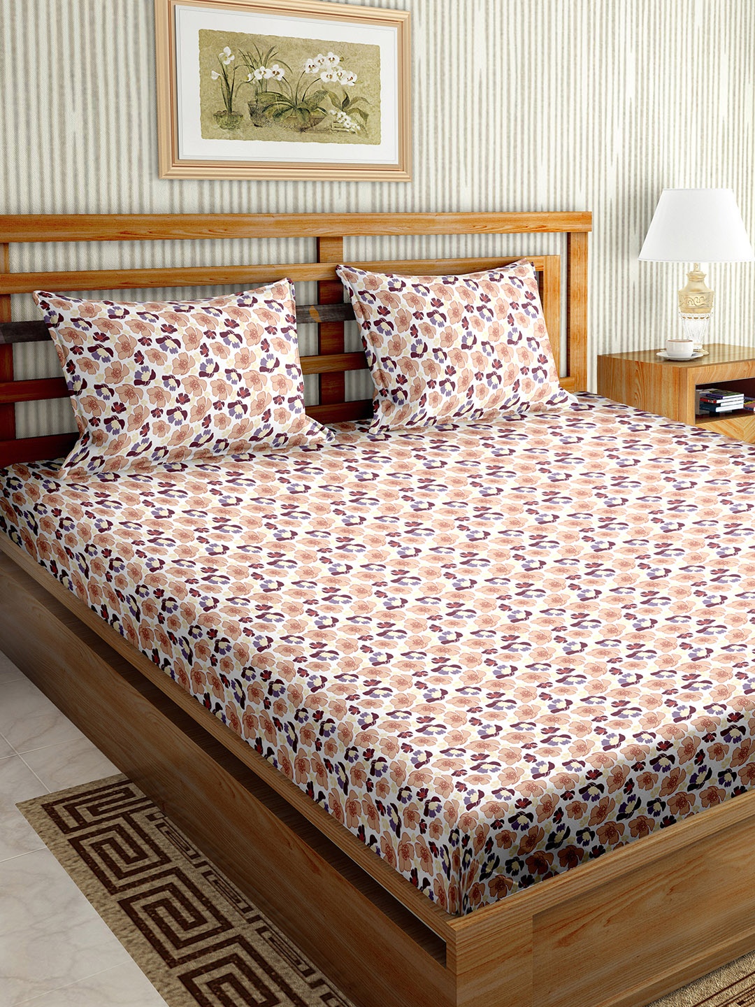 BELLA CASA Scarlet White Floral Cotton 220 TC Fitted King Bedsheet With 2 Pillow Covers
BELLA CASA Scarlet White Floral Cotton 220 TC Fitted King Bedsheet With 2 Pillow Covers