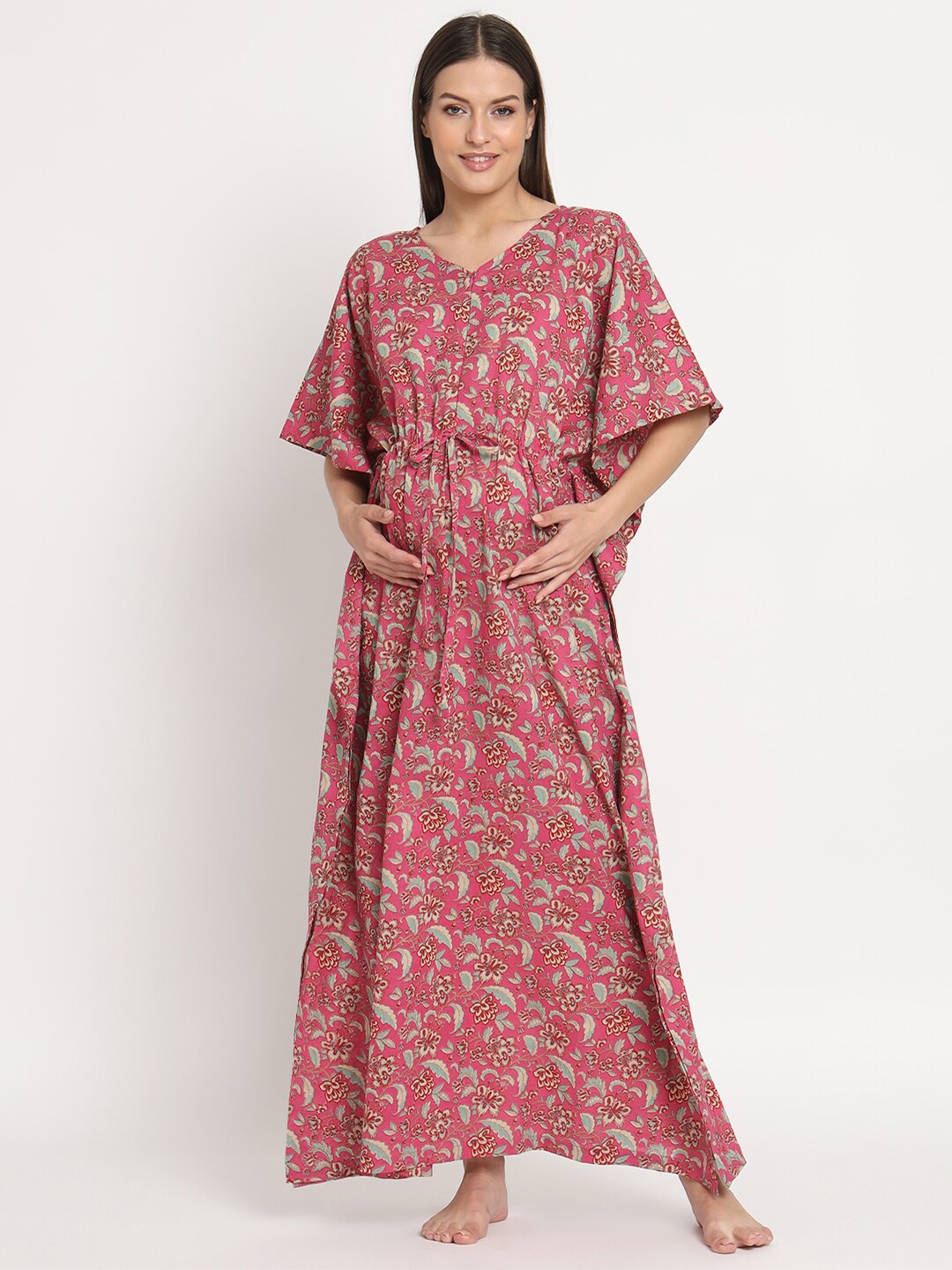 Aujjessa Maternity Floral Printed Round Neck Maxi Pure Cotton Kaftan Nightdress, Pink
Aujjessa Maternity Floral Printed Round Neck Maxi Pure Cotton Kaftan Nightdress, Pink