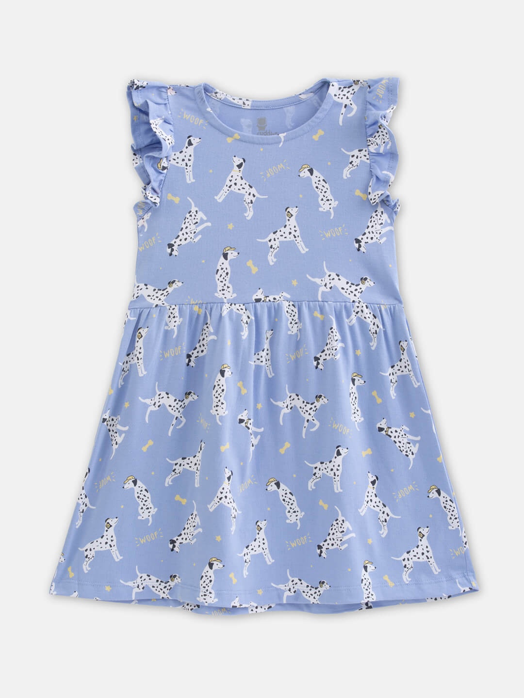 Cuddles for Cubs Girls Conversational Printed Flutter Sleeves Cotton A-Line Dress, Blue
Cuddles for Cubs Girls Conversational Printed Flutter Sleeves Cotton A-Line Dress, Blue