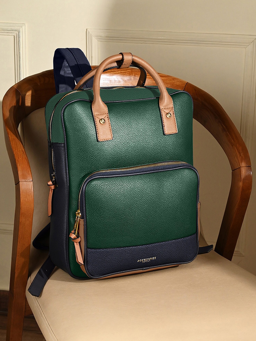 Accessorize London Women Faux Leather Pocket Handle Backpack With 12" Laptop Sleeve, Green
Accessorize London Women Faux Leather Pocket Handle Backpack With 12" Laptop Sleeve, Green
