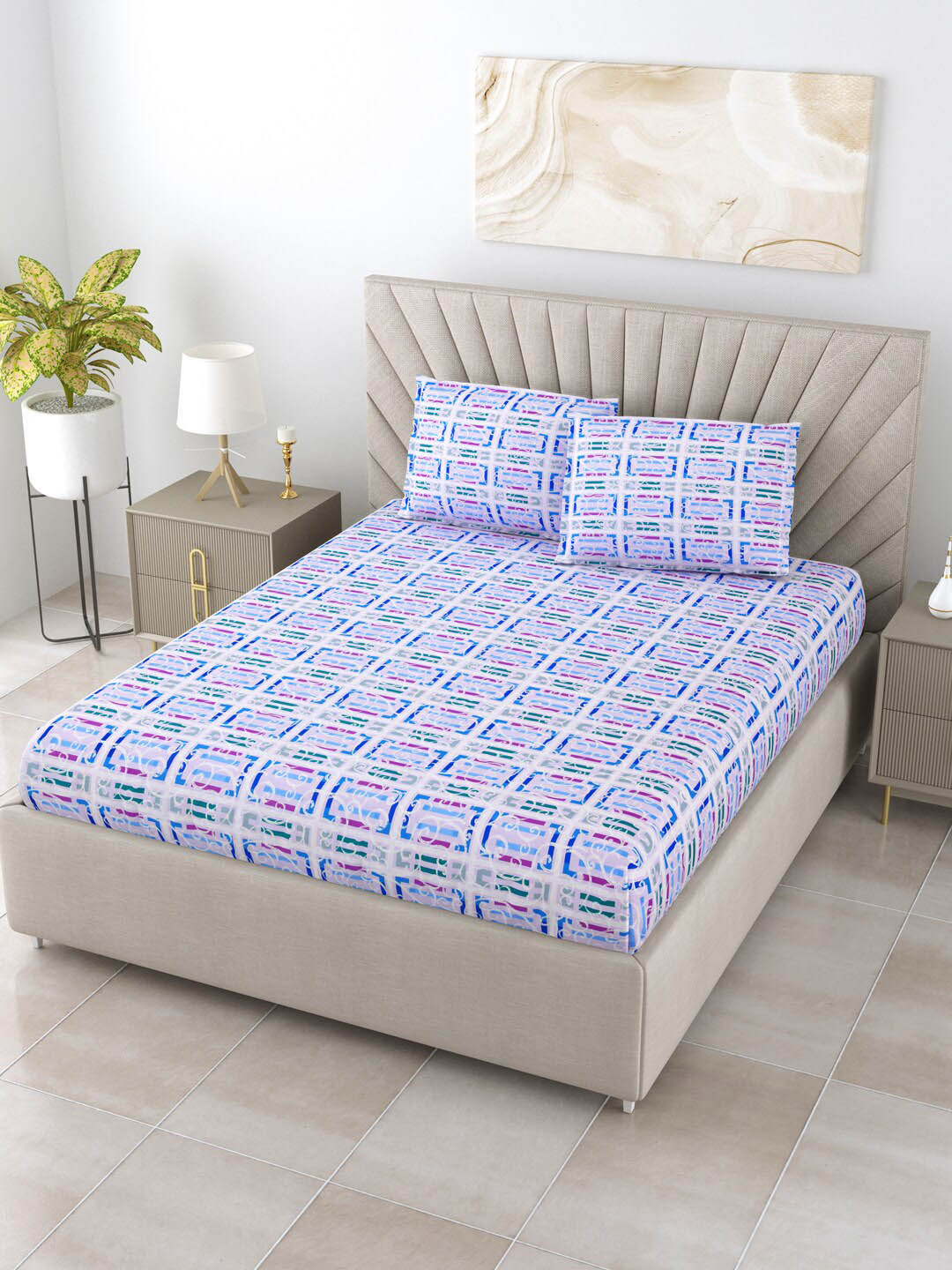 BOMBAY DYEING Epigram White & Grey Ethnic Cotton 120 TC King Bedsheet & Pillow Covers
BOMBAY DYEING Epigram White & Grey Ethnic Cotton 120 TC King Bedsheet & Pillow Covers